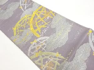 雲に草花・垣根模様織出し袋帯